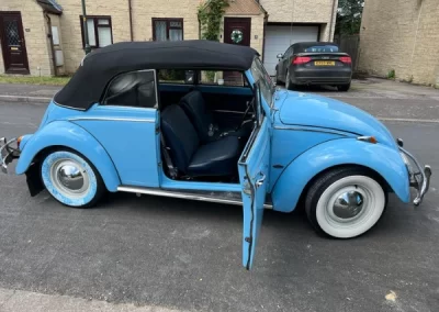 VW Beetle convertible 1966 in blue at Lee Chinnick's antiques in Stow
